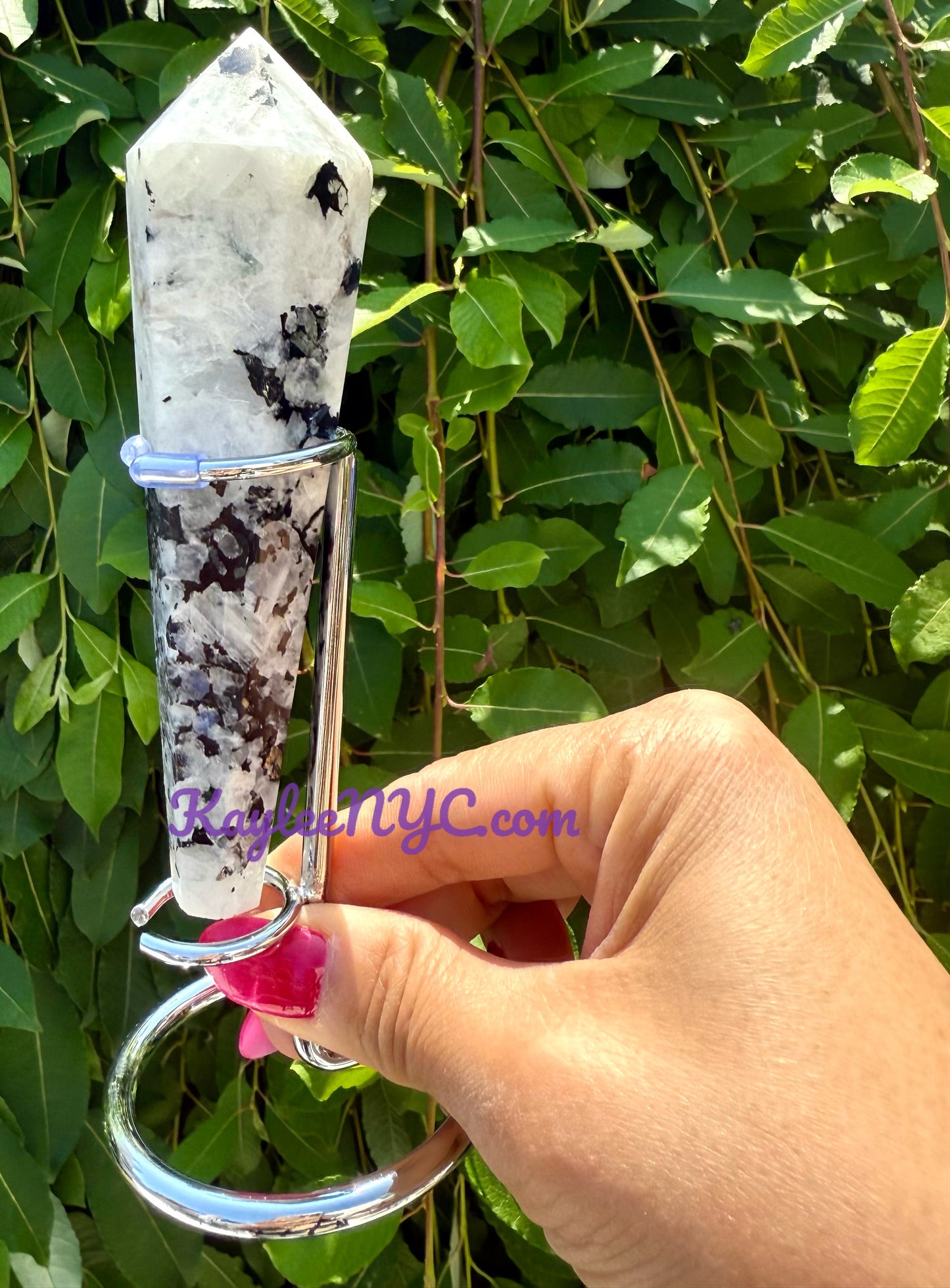 Wholesale Lot 4 pcs Natural Rainbow Moonshine Scepter w stand Crystal Energy