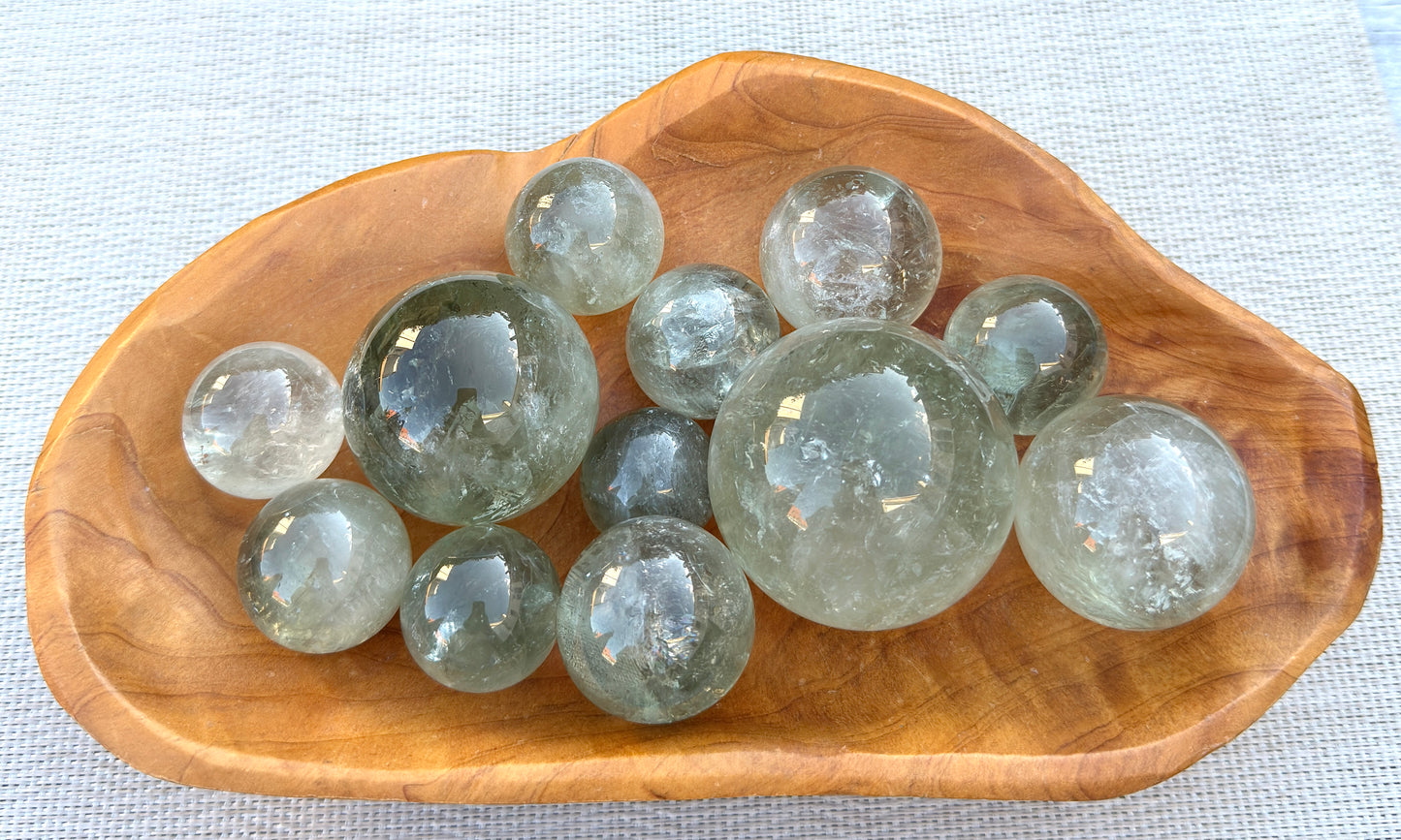 Wholesale 2 lbs Prasiolite aka Green Amethyst Spheres Crystal Ball Energy Healing