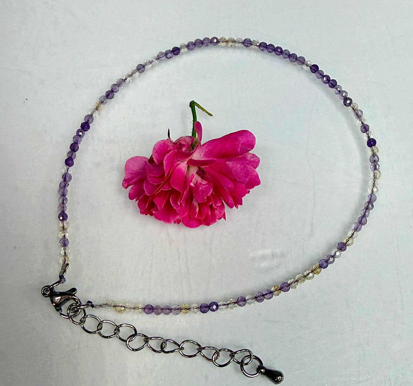 6 PCs 2mm Faceted Natural Ametrine Anklets Stainless Steel Findings