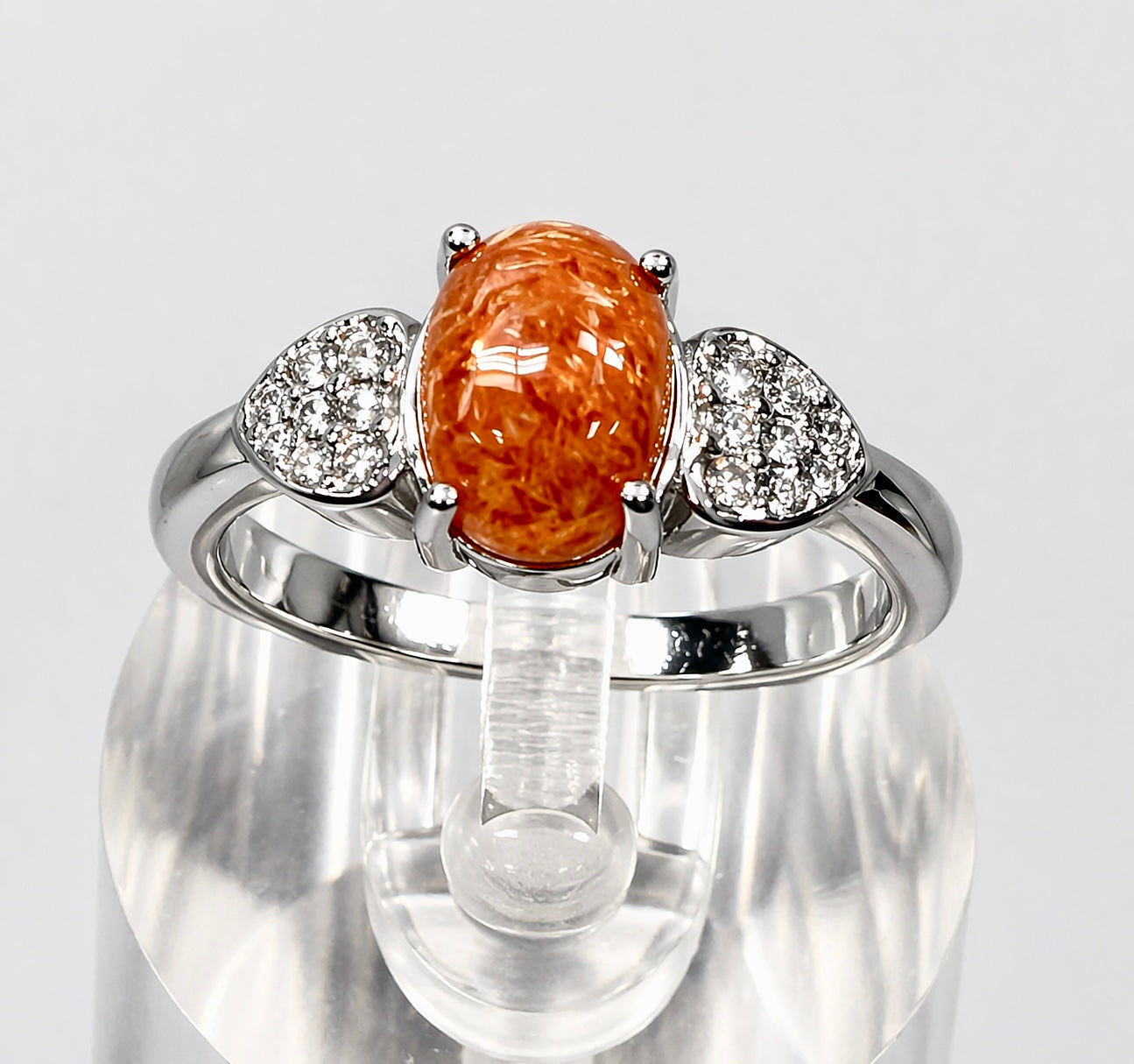 Wholesale Lot 7 pcs Natural Sunstone Stainless Steel Ring 6x8mm
