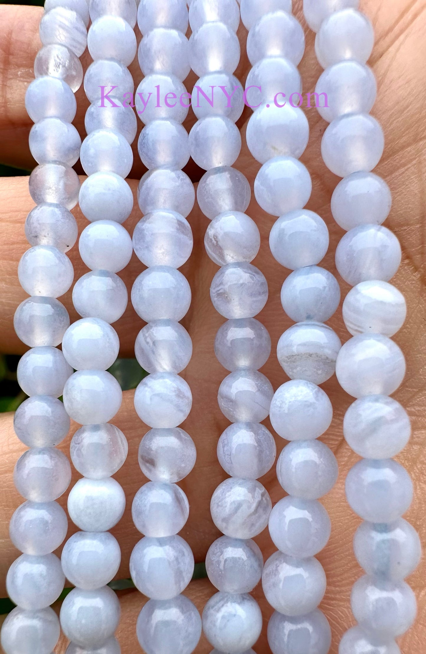 Wholesale 6 Pcs Natural Blue Lace Agate 5mm 7.5” Crystal Healing Stretch Bracelet