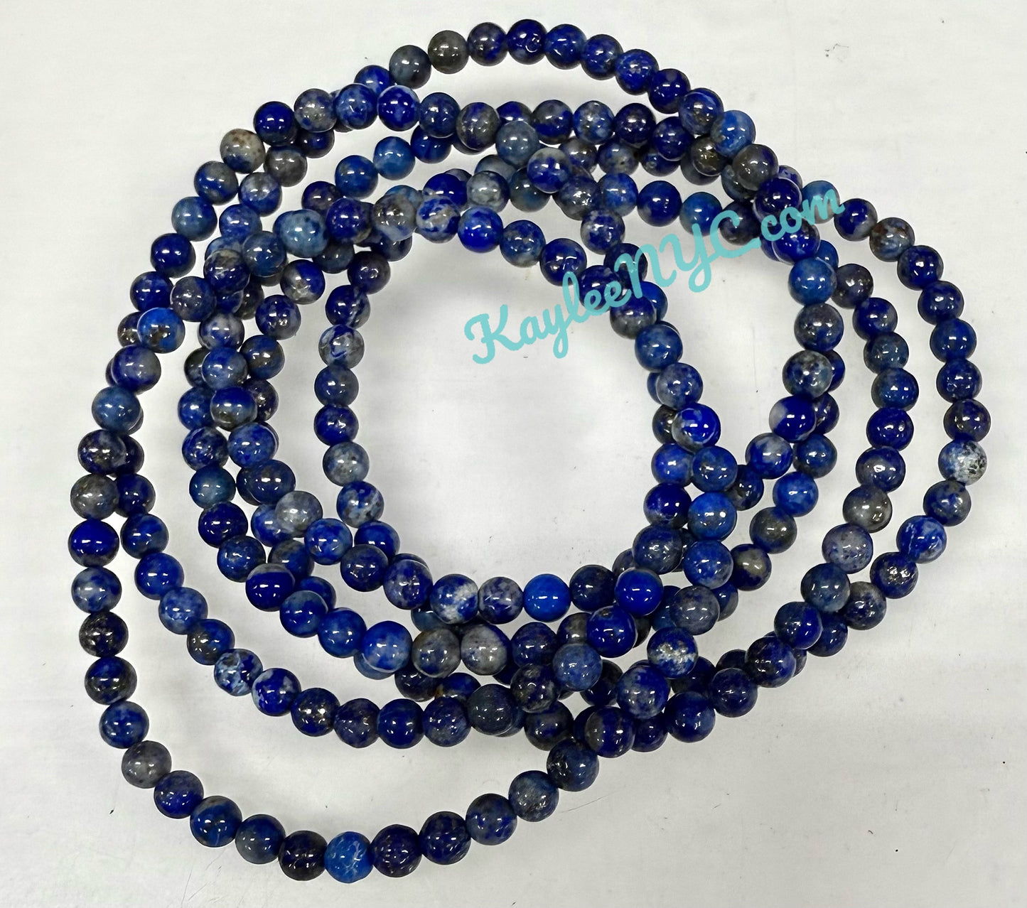 Wholesale 6 Pcs Natural Lapis Lazuli 4mm 7.5” Crystal Healing Stretch Bracelet