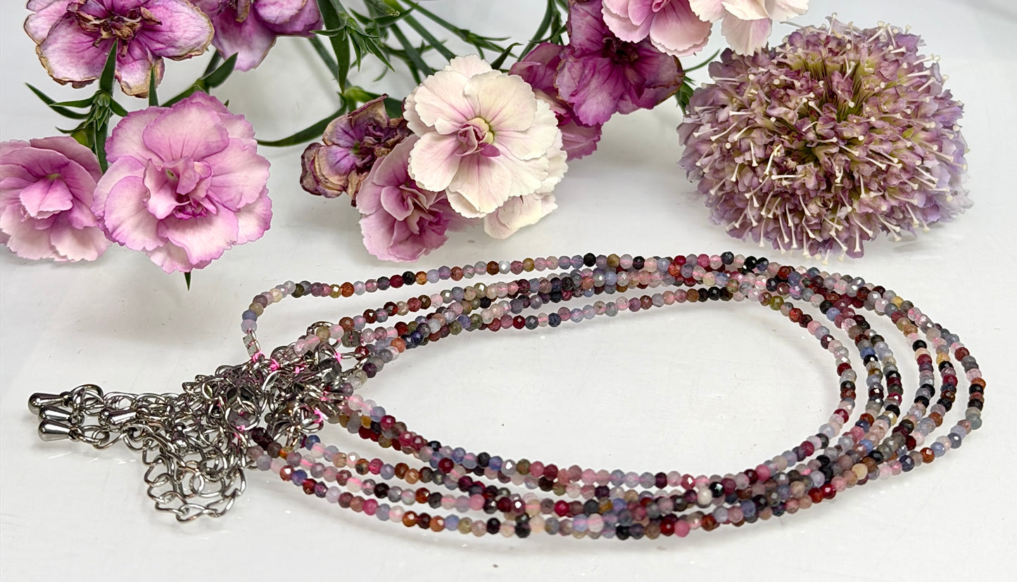 6 PCs 2mm Natural Rainbow Spinel Necklaces Crystals Healing Energy