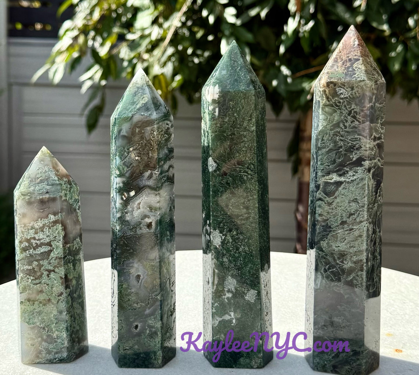 Wholesale Lot 3-4 pcs large Natural Moss Agate obelisk Tower Point Crystal Healing Energy 5.9 to 6 lbs