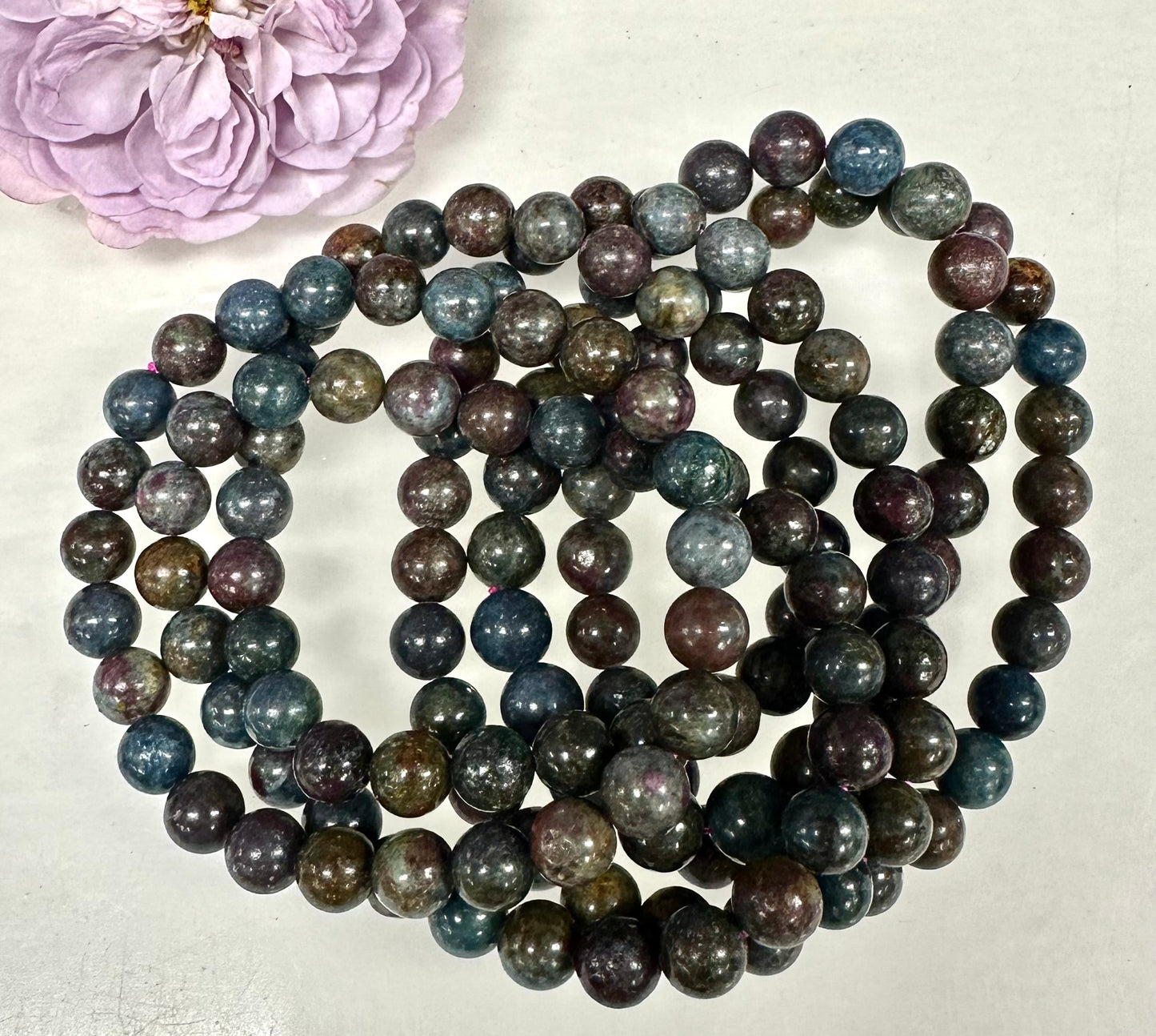 6 PCs Natural Ruby Kyanite 8mm 7.5” Stretch Bracelet