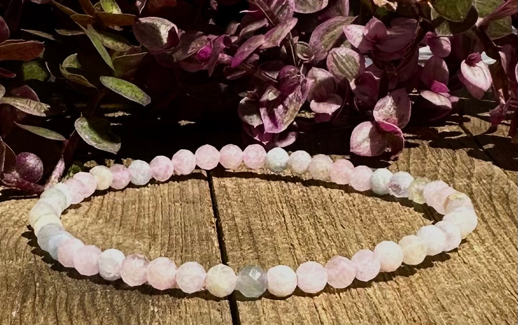 Wholesale Lot 6 Pcs Natural Faceted Morganite 4mm 7.5” Crystal Healing Stretch Bracelet