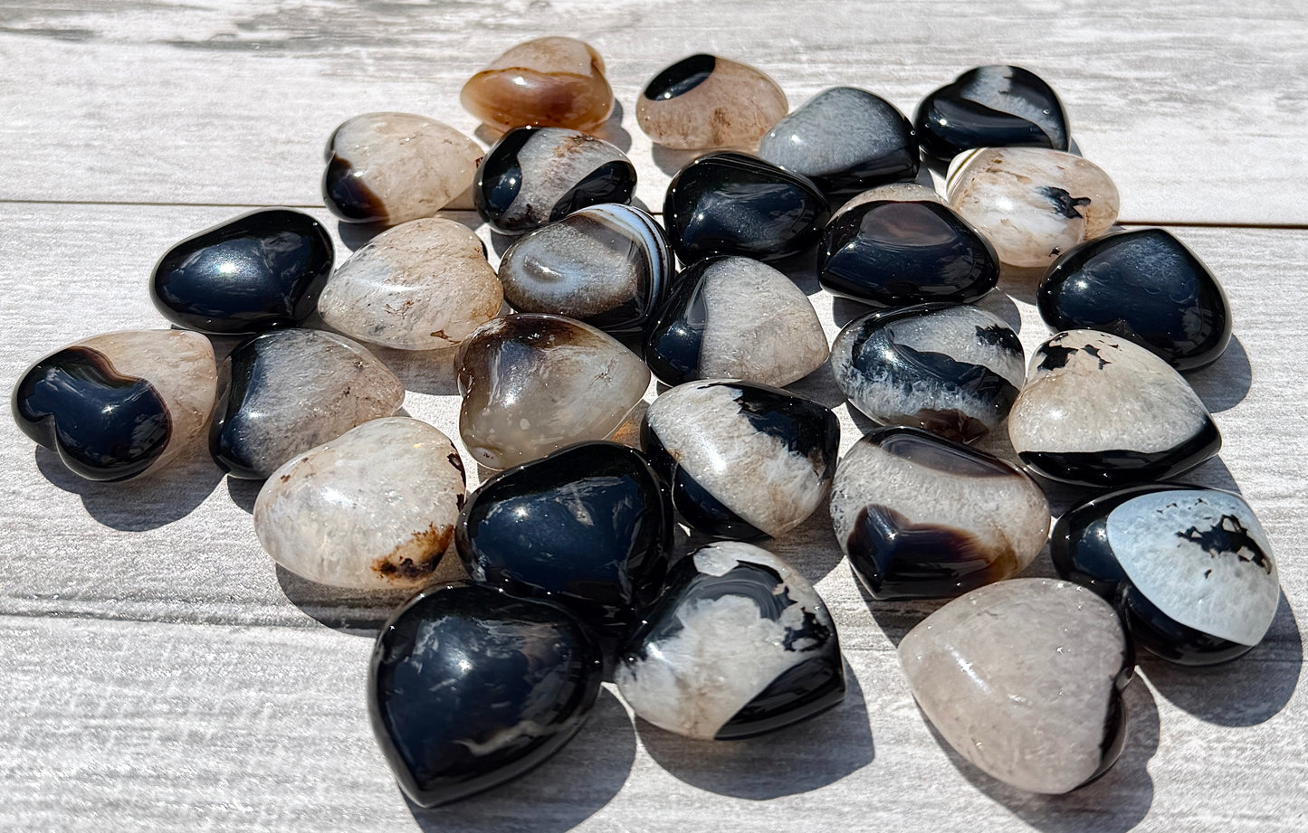 Wholesale 1 lb 1” Natural Onyx Heart Crystal Energy