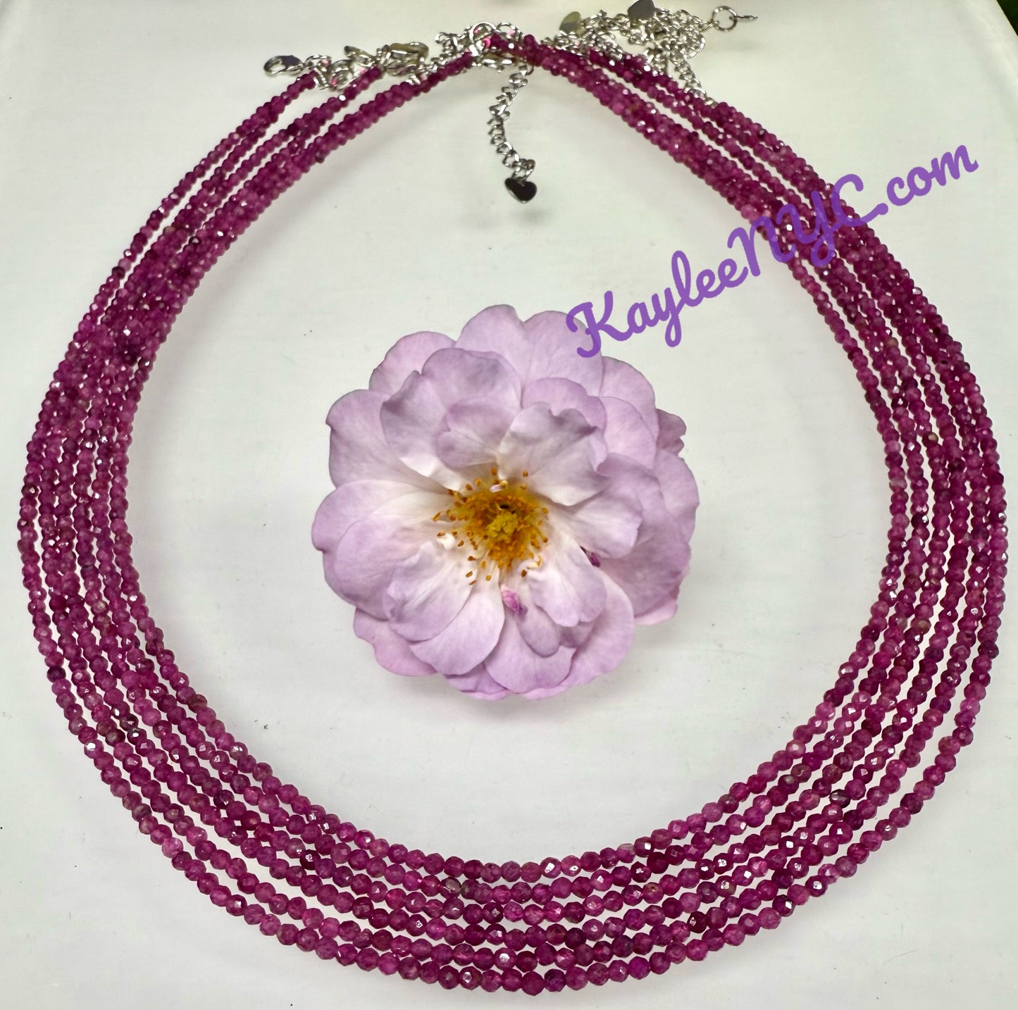 6 PCs 2mm Natural Ruby Necklaces