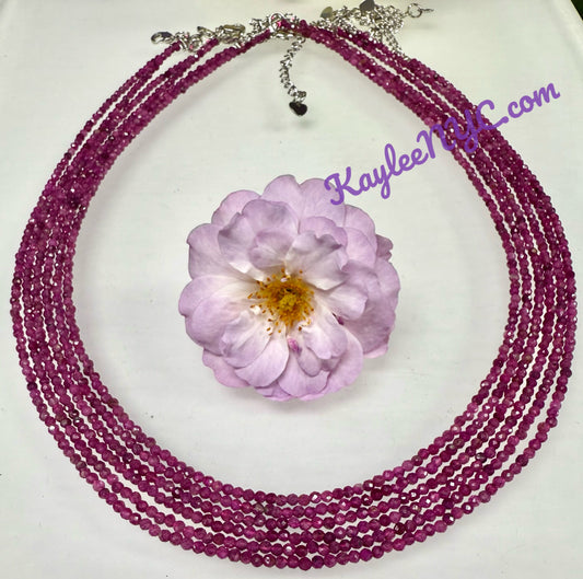 6 PCs 2mm Natural Ruby Necklaces