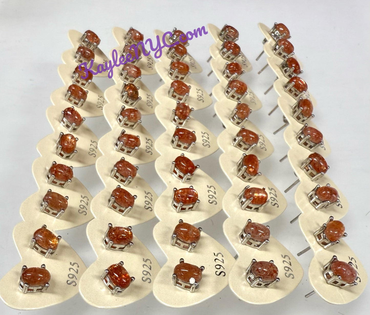 Wholesale Lot 5 Pairs Natural Sunstone Sterling Silver(925) Earring Studs 5x7mm