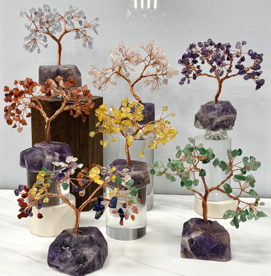 Wholesale Lot 7Pcs Bonsai Tree with Amethyst Crystal Base