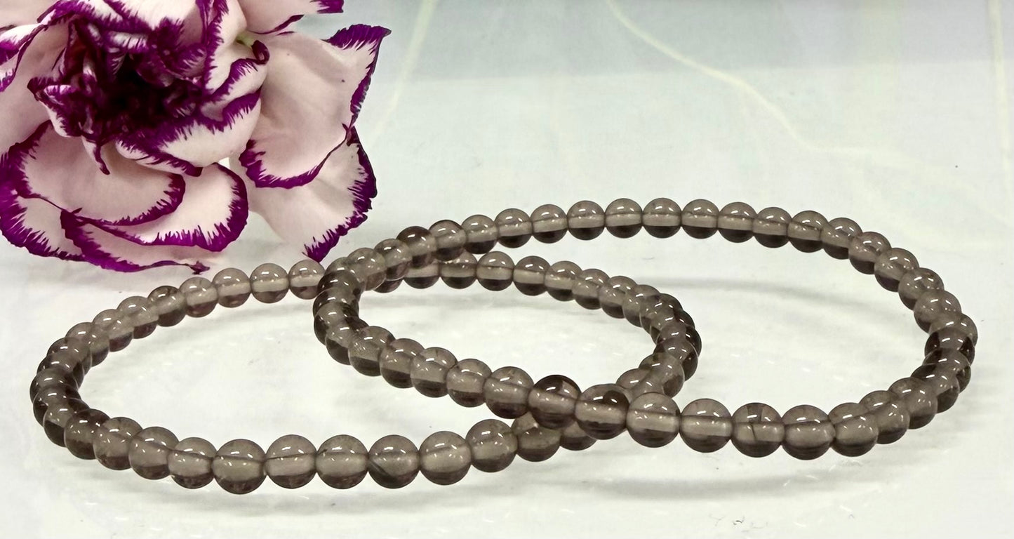 Wholesale Lot 6 Pcs Natural Ice Obsidian 4mm 7.5” Crystal Healing Stretch Bracelet