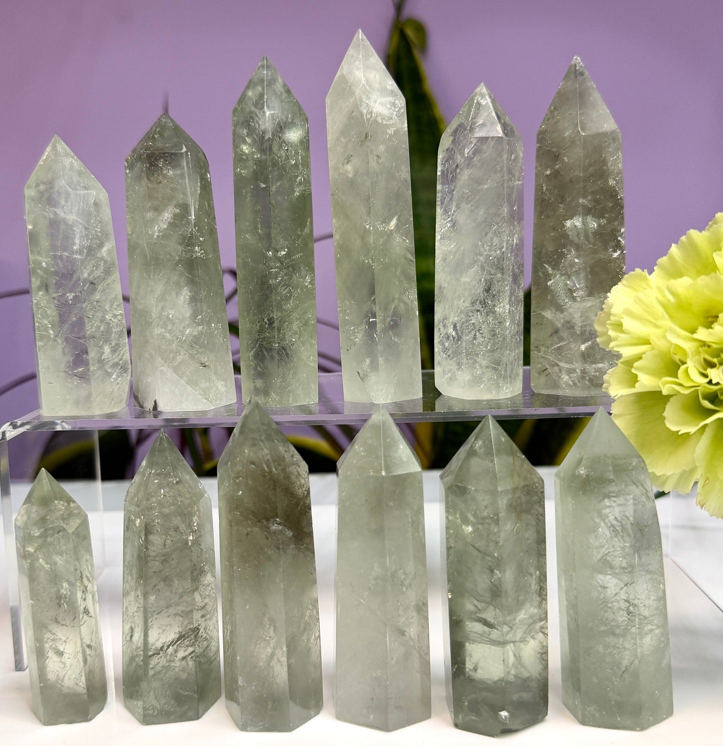 Wholesale Lot 2 Lb Prasiolite Green Amethyst Tower Obelisk Point Crystal Healing