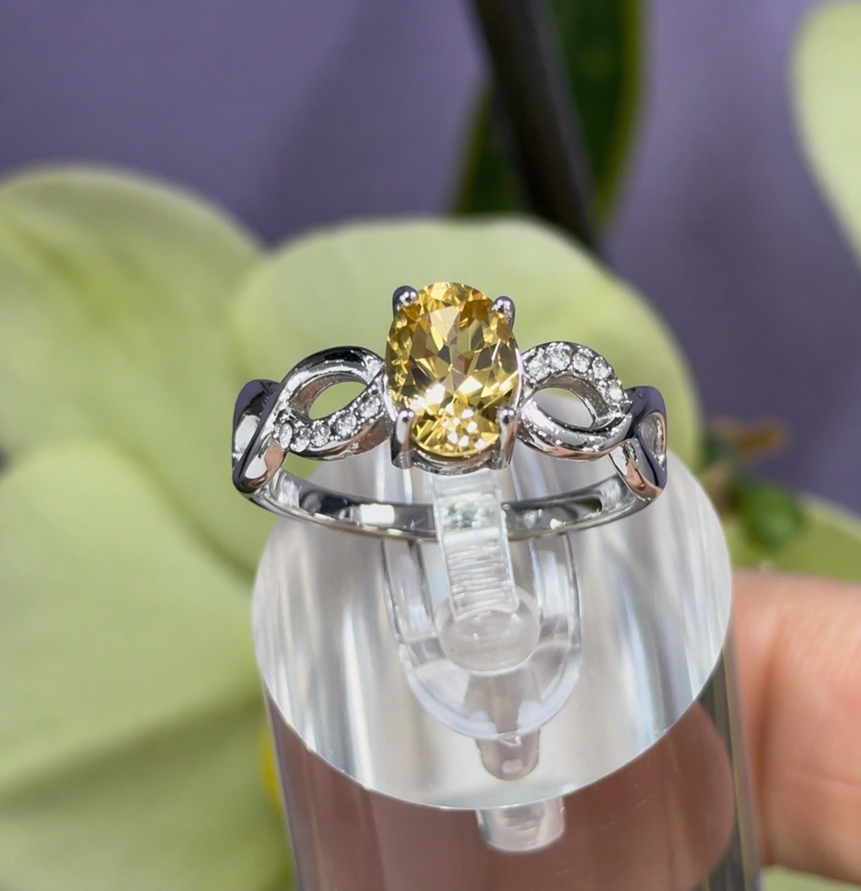 Wholesale Lot 7 pcs Faceted Citrine Stainless Steel Ring 6x8mm