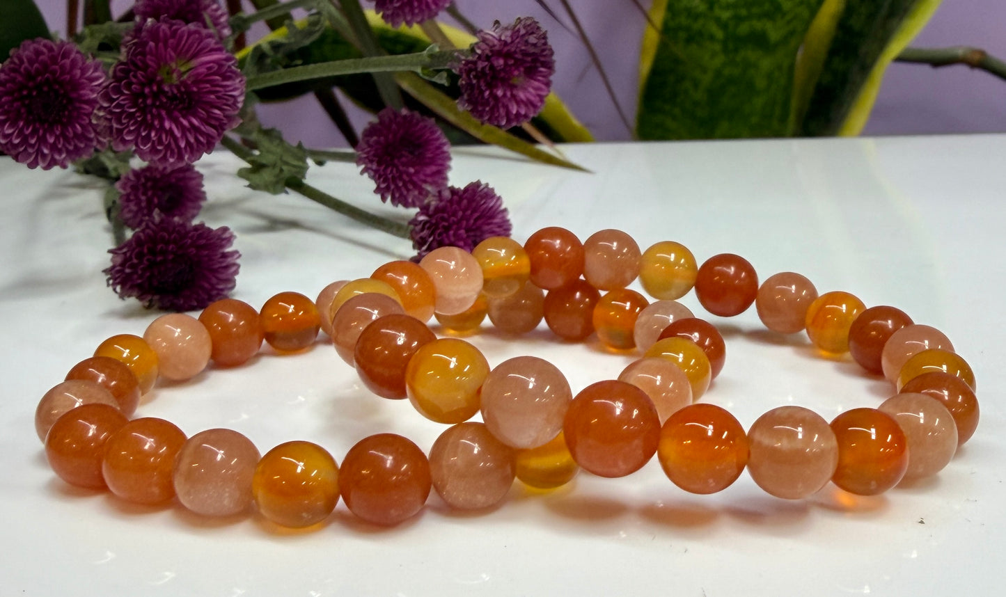 Wholesale 6 Pcs 8mm Natural Crystal Sacral Chakra Healing Stretch Bracelet 7.5”