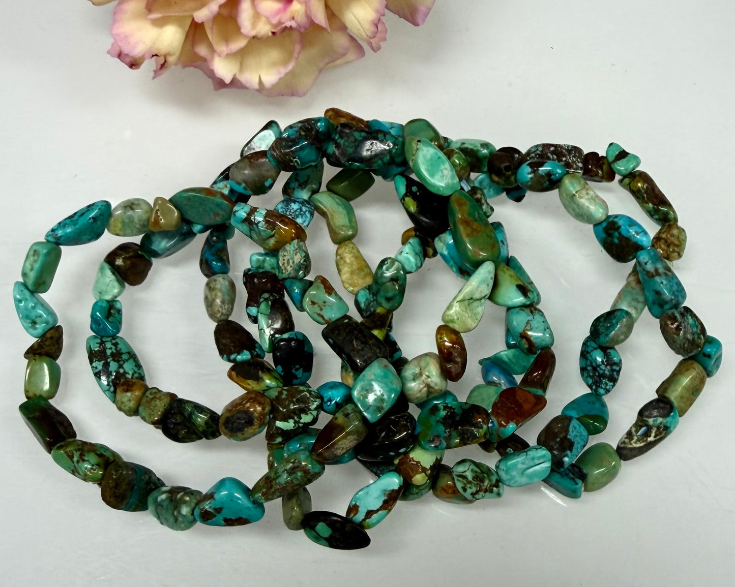 Wholesale 6 Pcs ~7mm TurquoiseCrystal tumble Stretch Bracelet 7.5”