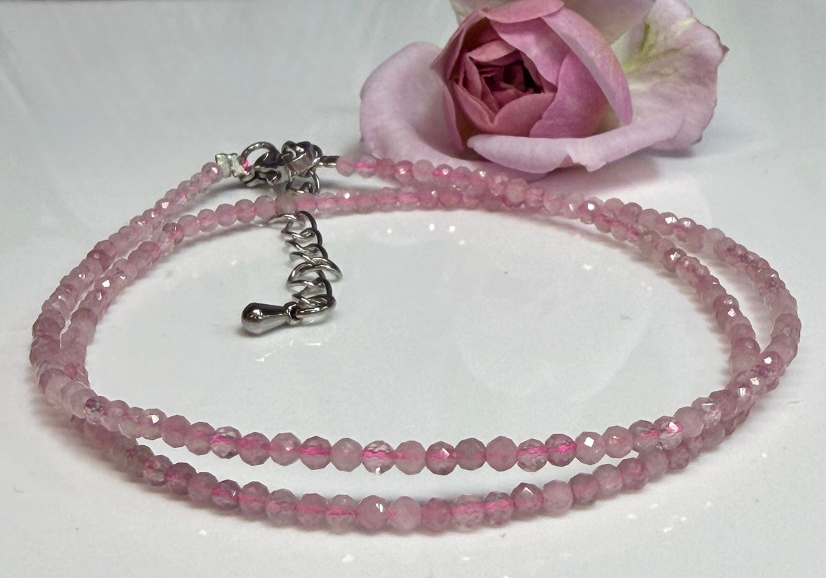 6 PCs 2mm Natural Dark Rose Quartz Necklaces