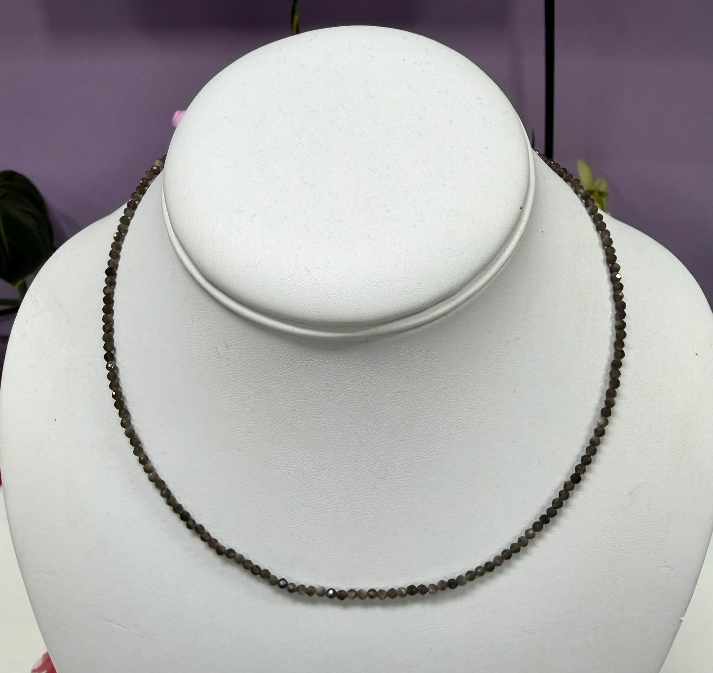 6 PCs 2mm Silver Sheen Obsidian Necklace Natural Crystal Healing Energy