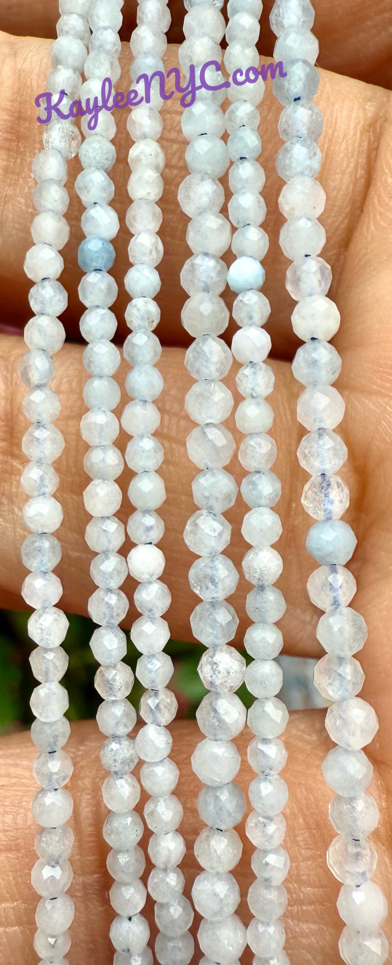 6 PCs 2mm Natural Aquamarine Necklaces