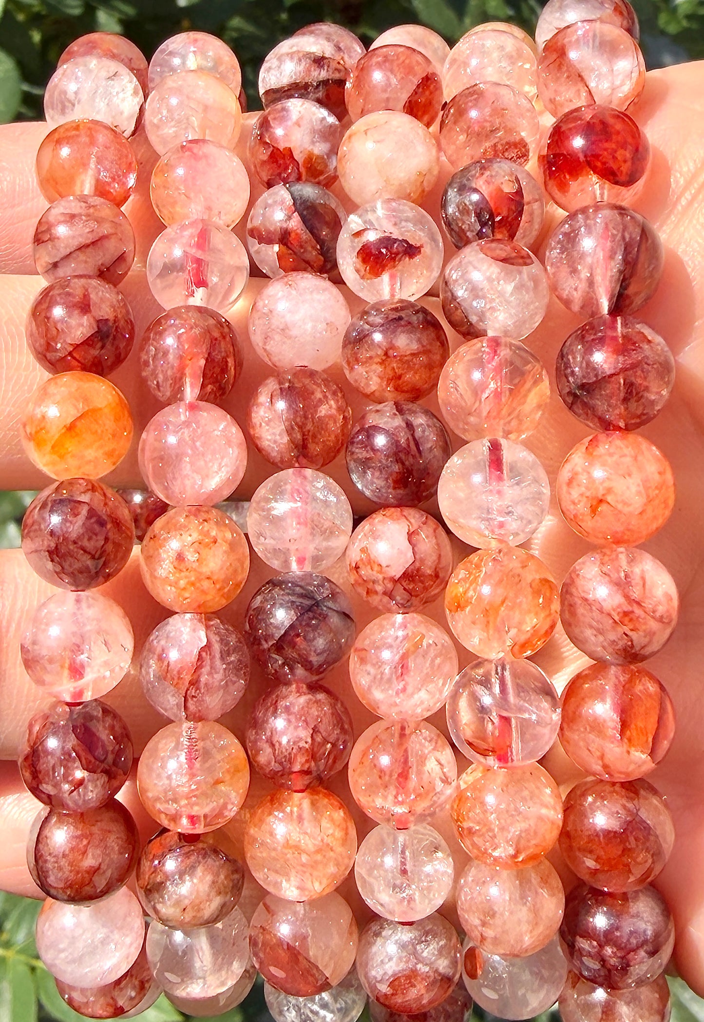 Wholesale 6 Pcs Natural Hematoid Fire Quartz 8mm 7.5” Crystal Stretch Bracelet