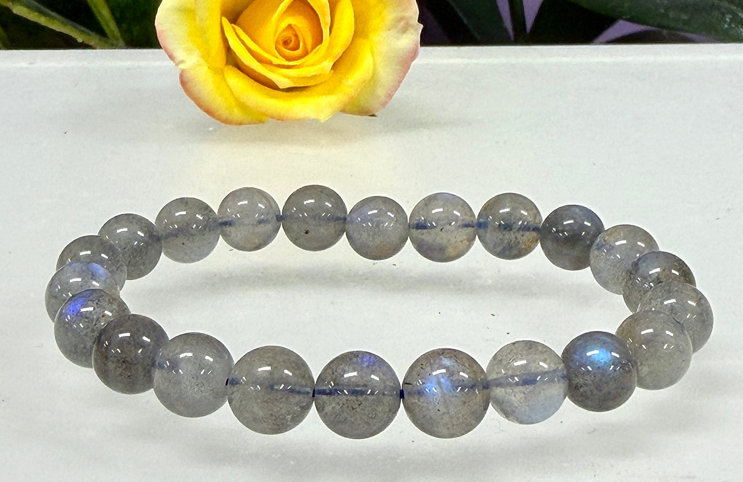 Wholesale 6 Pcs Natural Labradorite 8mm 7.5” Crystal Healing Stretch Bracelet