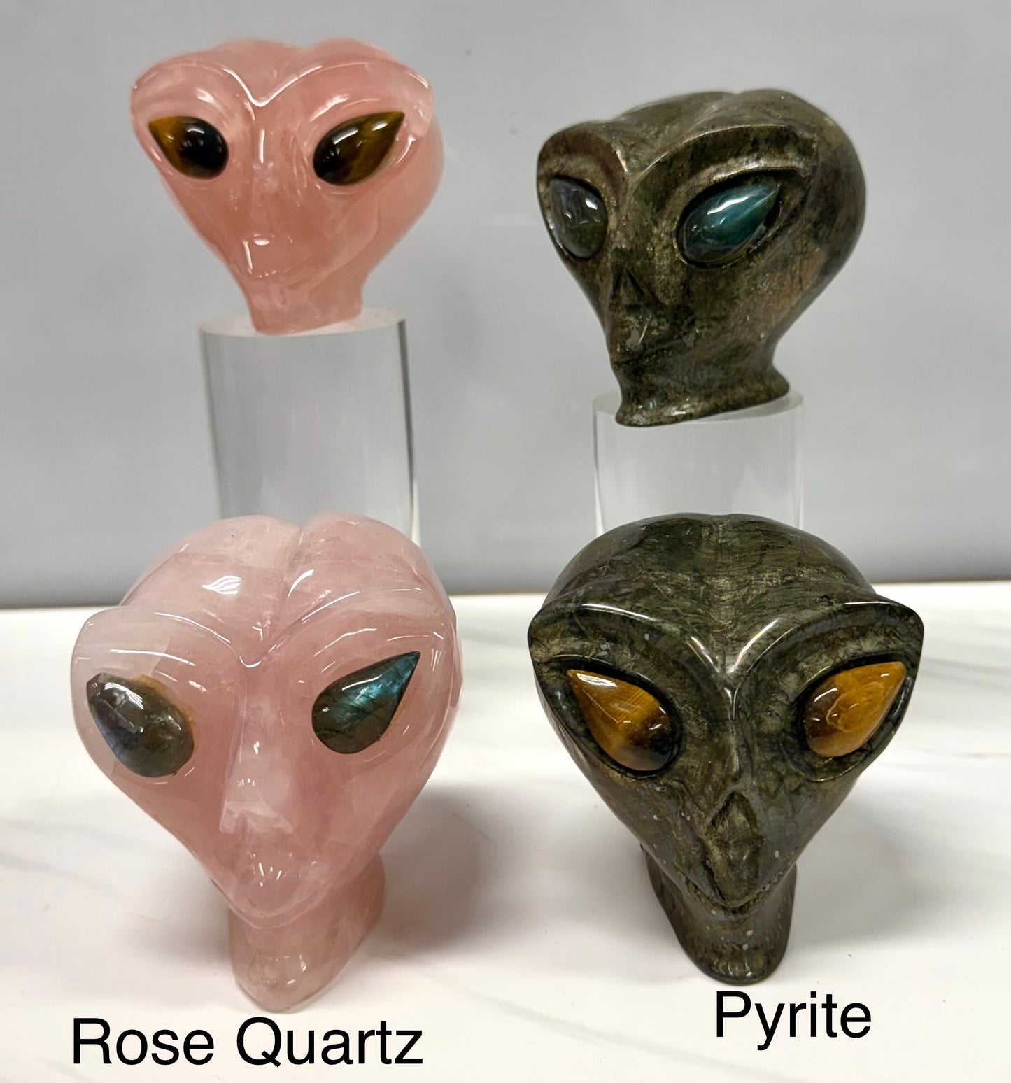 4 PCs Natural Mix Crystal Alien Head 7cm Healing Energy