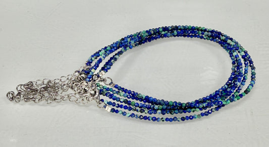 Wholesale Lot – 6 PCS 2mm Faceted Natural Chrysocolla Anklets with Stainless Steel Findings