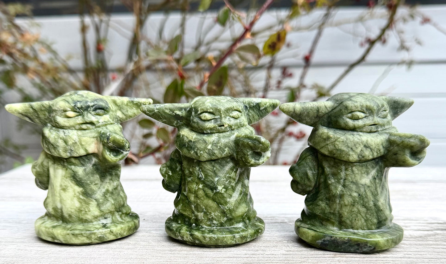 8 PCs Natural Nephrite Jade Yoda 8cm healing energy