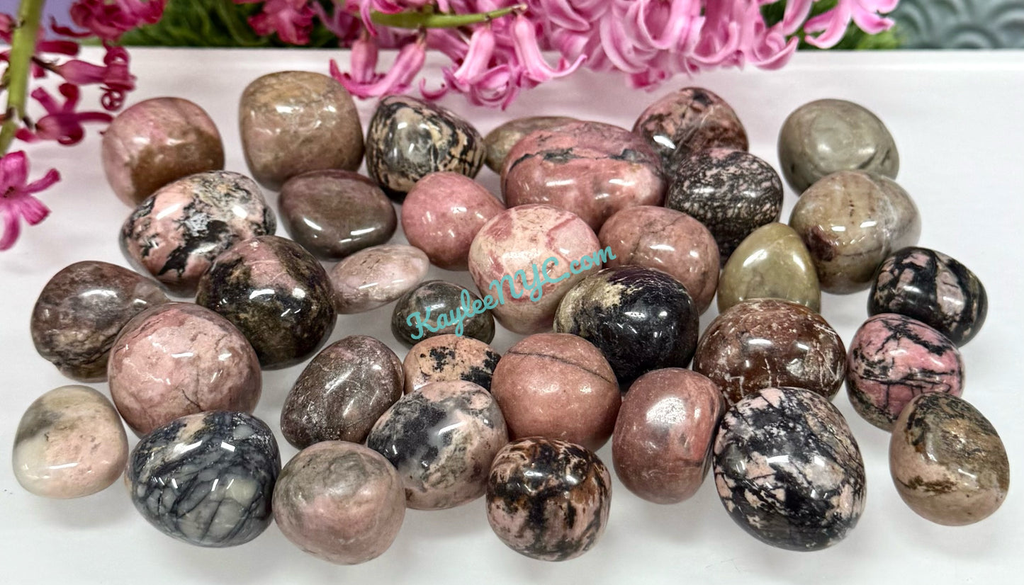 Wholesale Lot 2 Lbs Natural Rhodonite Tumble Healing Energy