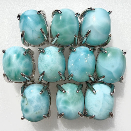 Wholesale Lot 5 Pairs Natural Larimar Sterling Silver (925) Posts