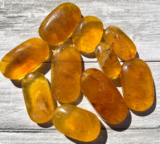 Wholesale Lot 2 Lbs Natural Yellow Fluorite Palm Stone Healing Energy
