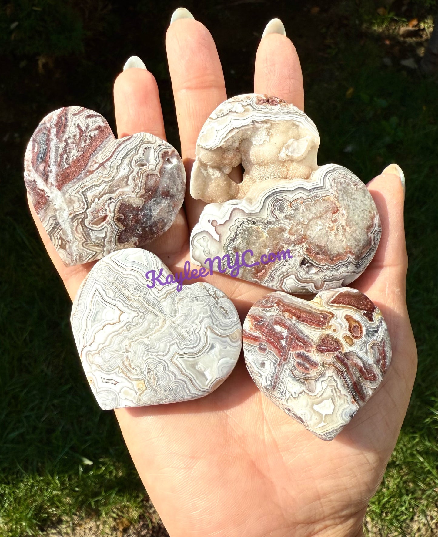 Wholesale 2 Lb Lot Natural Mexican Lace Agate Hearts Crystal Energy