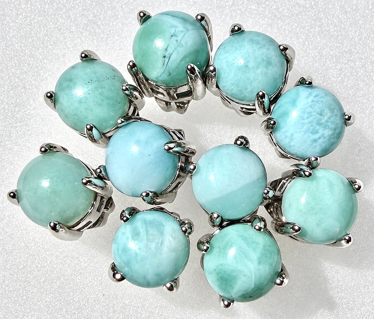 Wholesale Lot 5 Pairs Natural Larimar Earring Stud 6mm round Crystal Healing