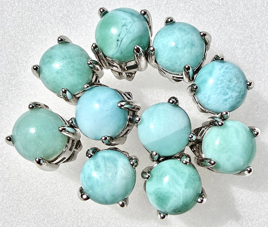 Wholesale Lot 5 Pairs Natural Larimar Earring Stud 6mm round Crystal Healing
