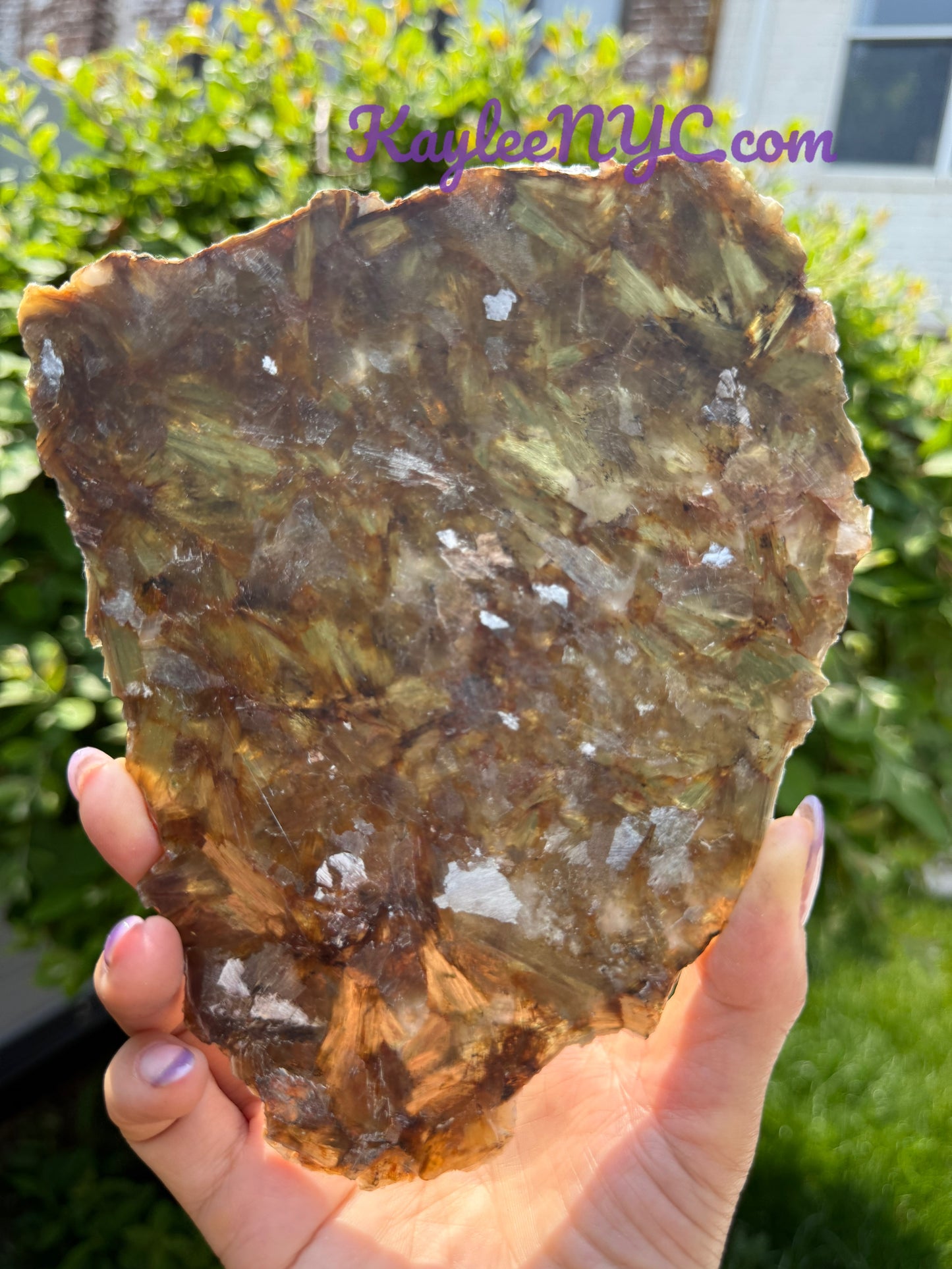 3 PCs Natural Golden Lepidolite Mica Slabs