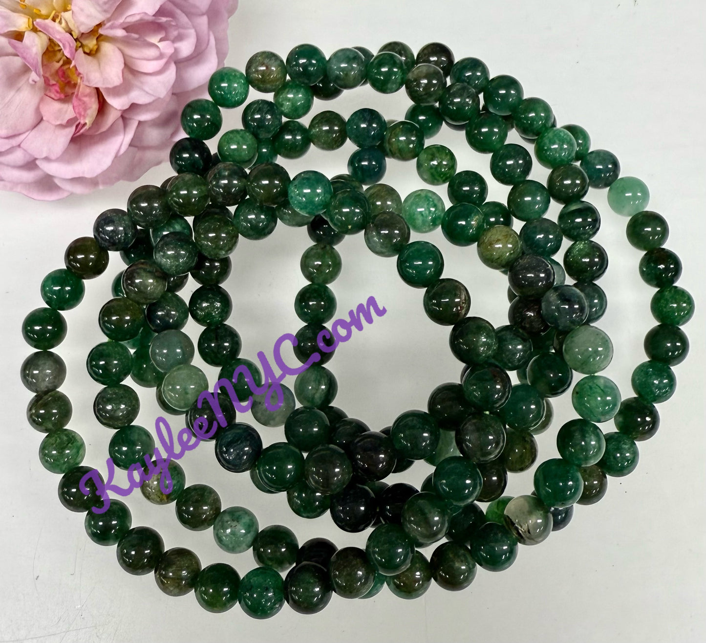 6pcs 6mm Natural Green Lepidolite Stretch Bracelet 7.5”