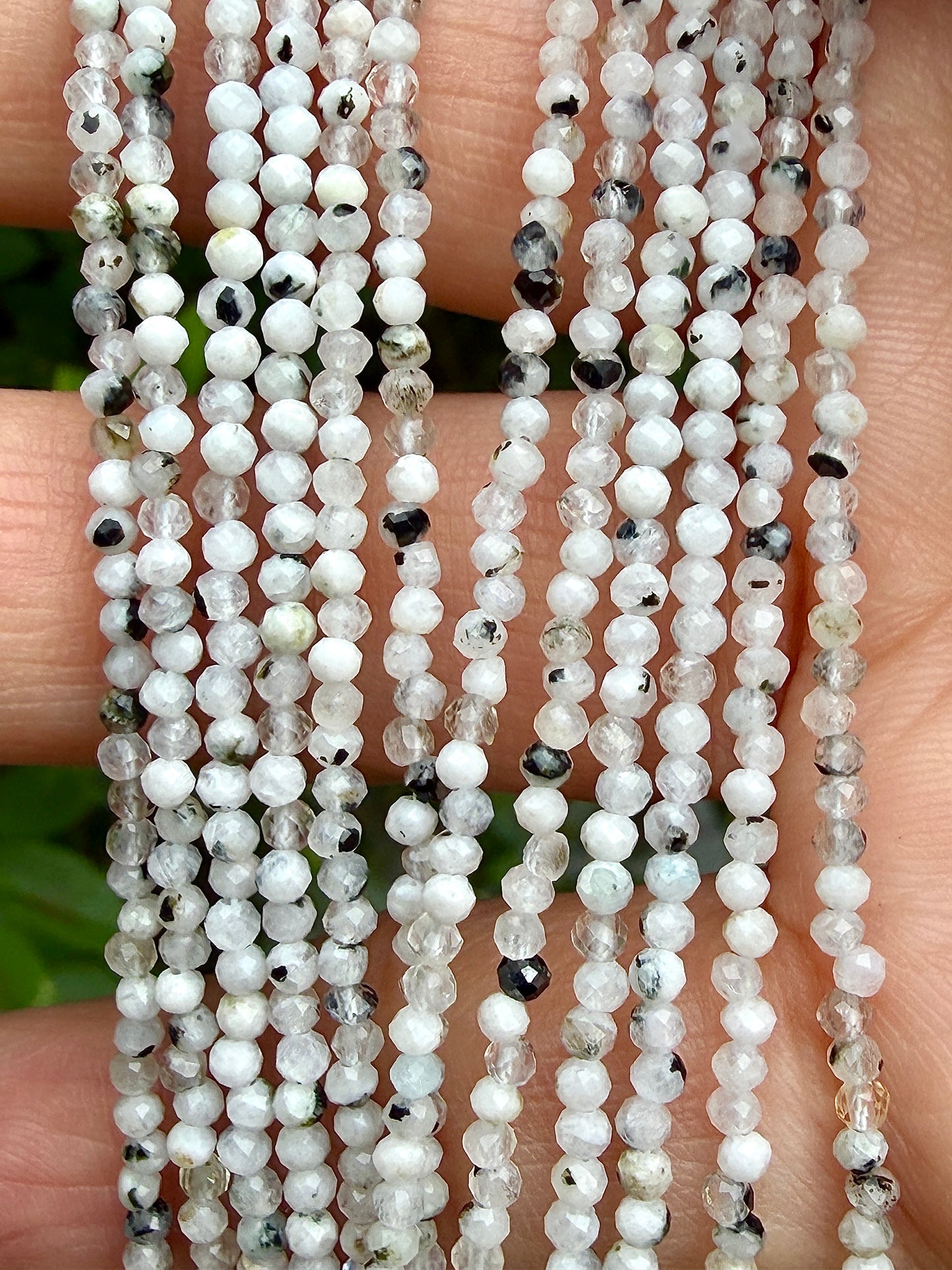 6 PCs 2mm Faceted Rainbow Moonstone Necklace Stainless Steel Findings