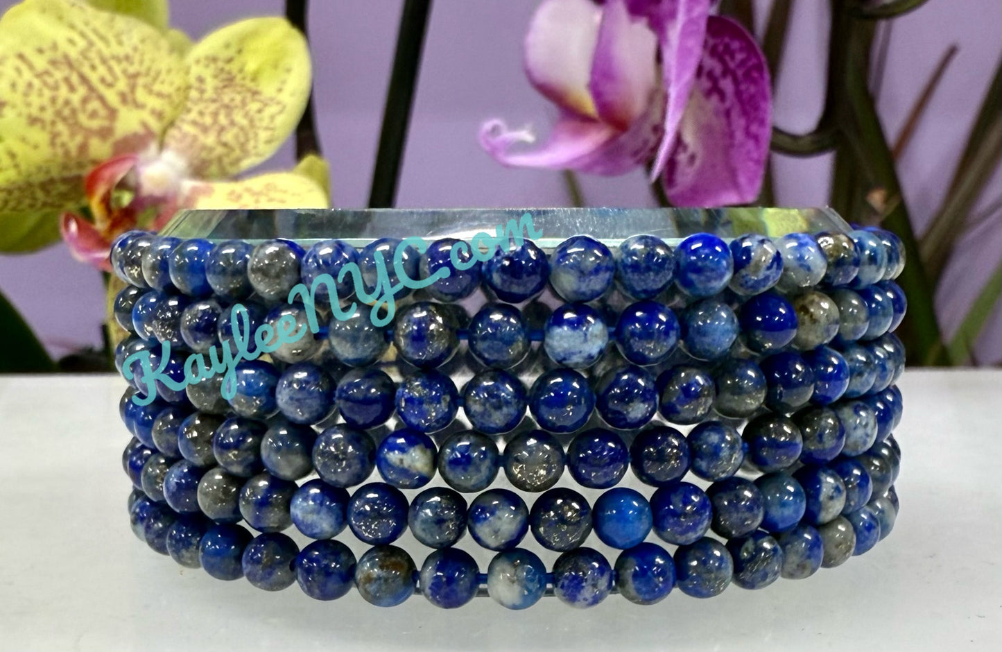Wholesale 6 Pcs Natural Lapis Lazuli 4mm 7.5” Crystal Healing Stretch Bracelet