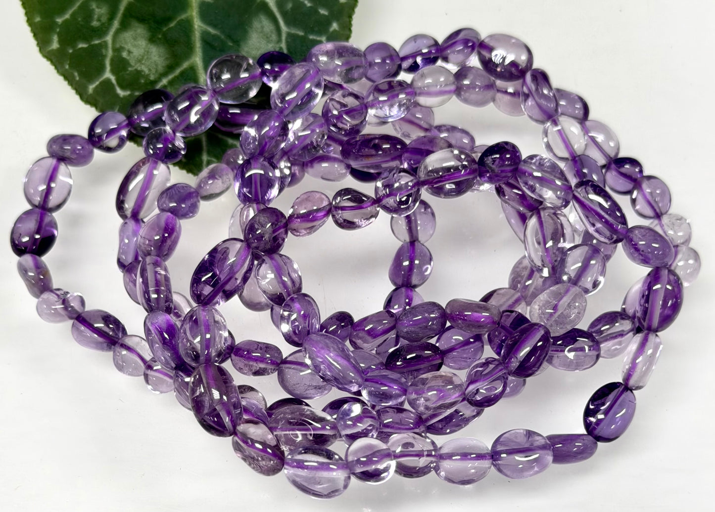 Wholesale 6 Pcs 6mm Natural Amethyst 7” Crystal Healing Stretch Bracelet