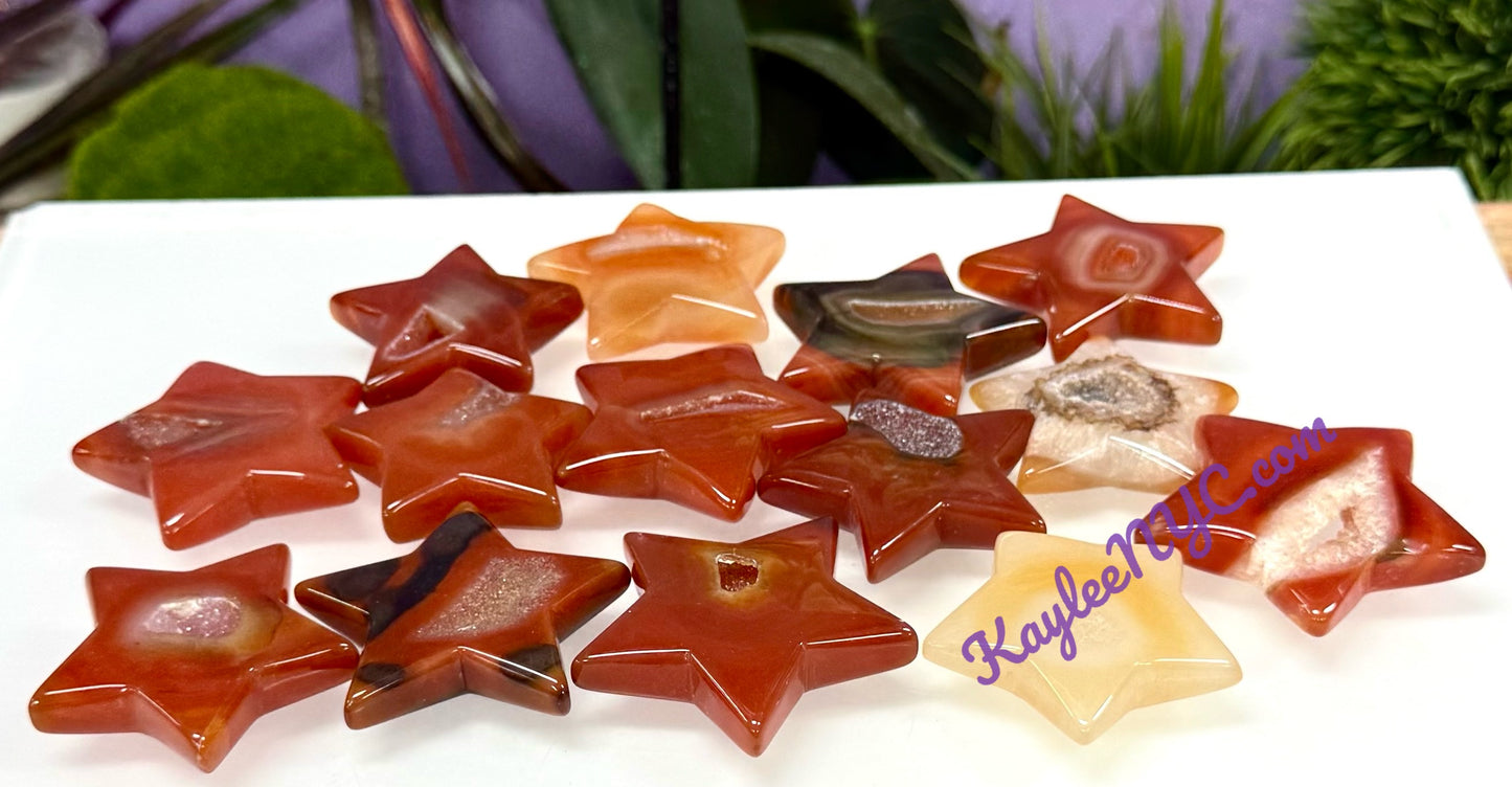 Wholesale Lot 1 lb Natural Carnelian Crystal Stars Healing Energy
