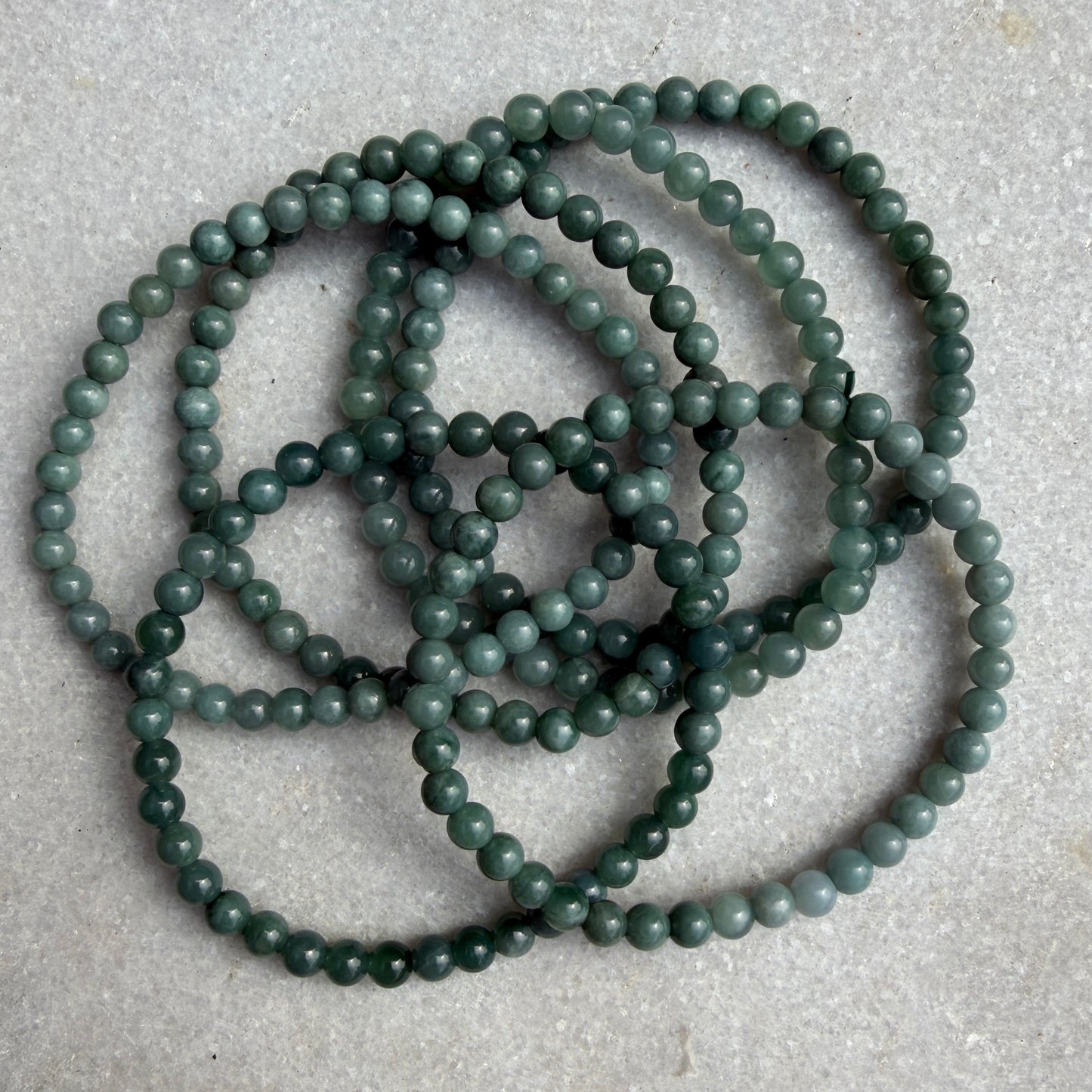 Wholesale Lot 6 Pcs Natural Guatemala Jade Stretch Bracelets – 4mm – 7.5”