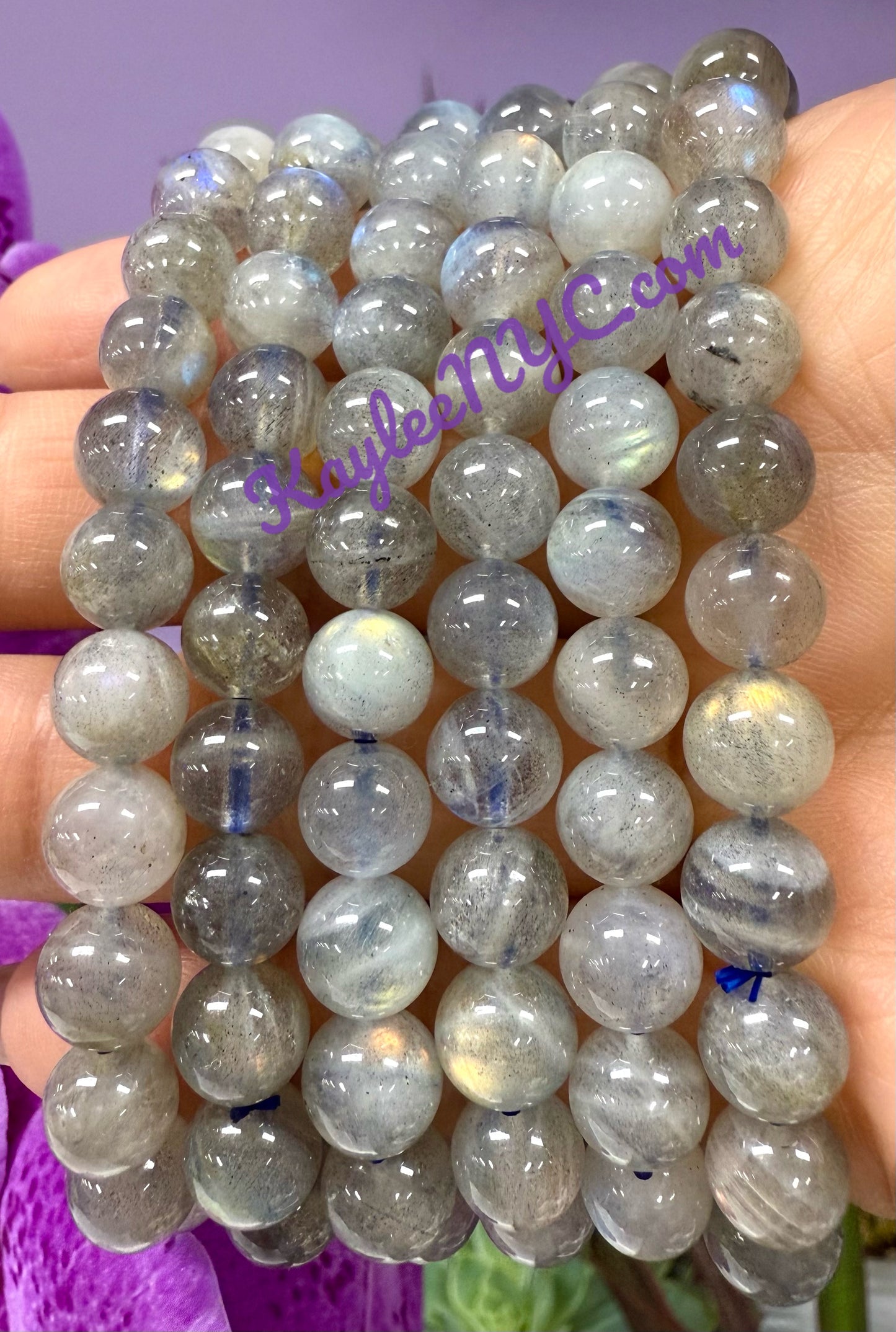 Wholesale 6 Pcs Natural Labradorite Stretch Bracelet 7.5” Healing Energy Crystals 8-8.5mm