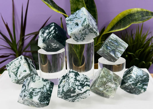 Wholesale Lot 2 lbs Natural Moss Agate Cube Crystal Healing Energy