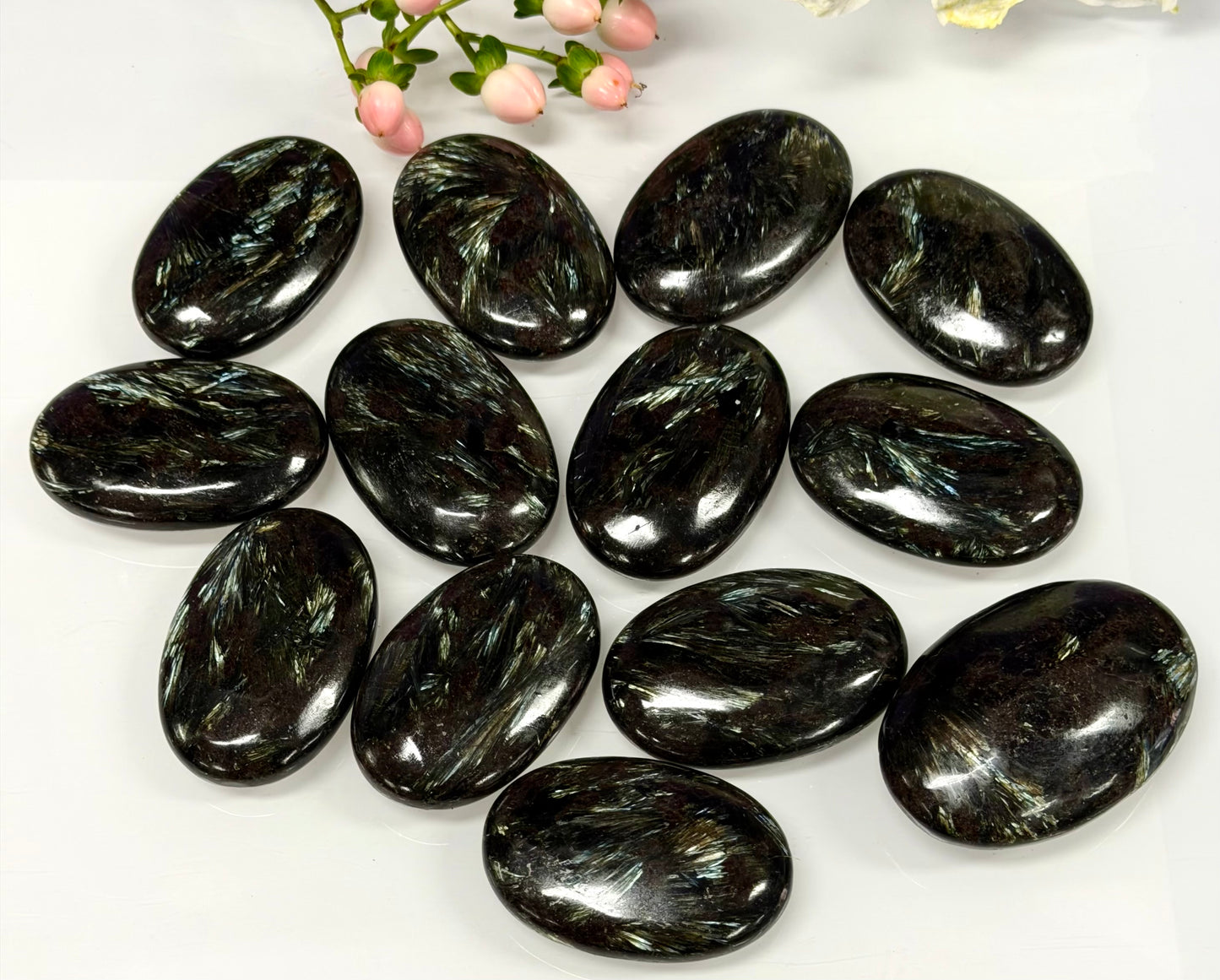 Wholesale 2 Lb Lot Natural Astrophyllite aka Arfvedsonite Palm Stones Crystal Energy