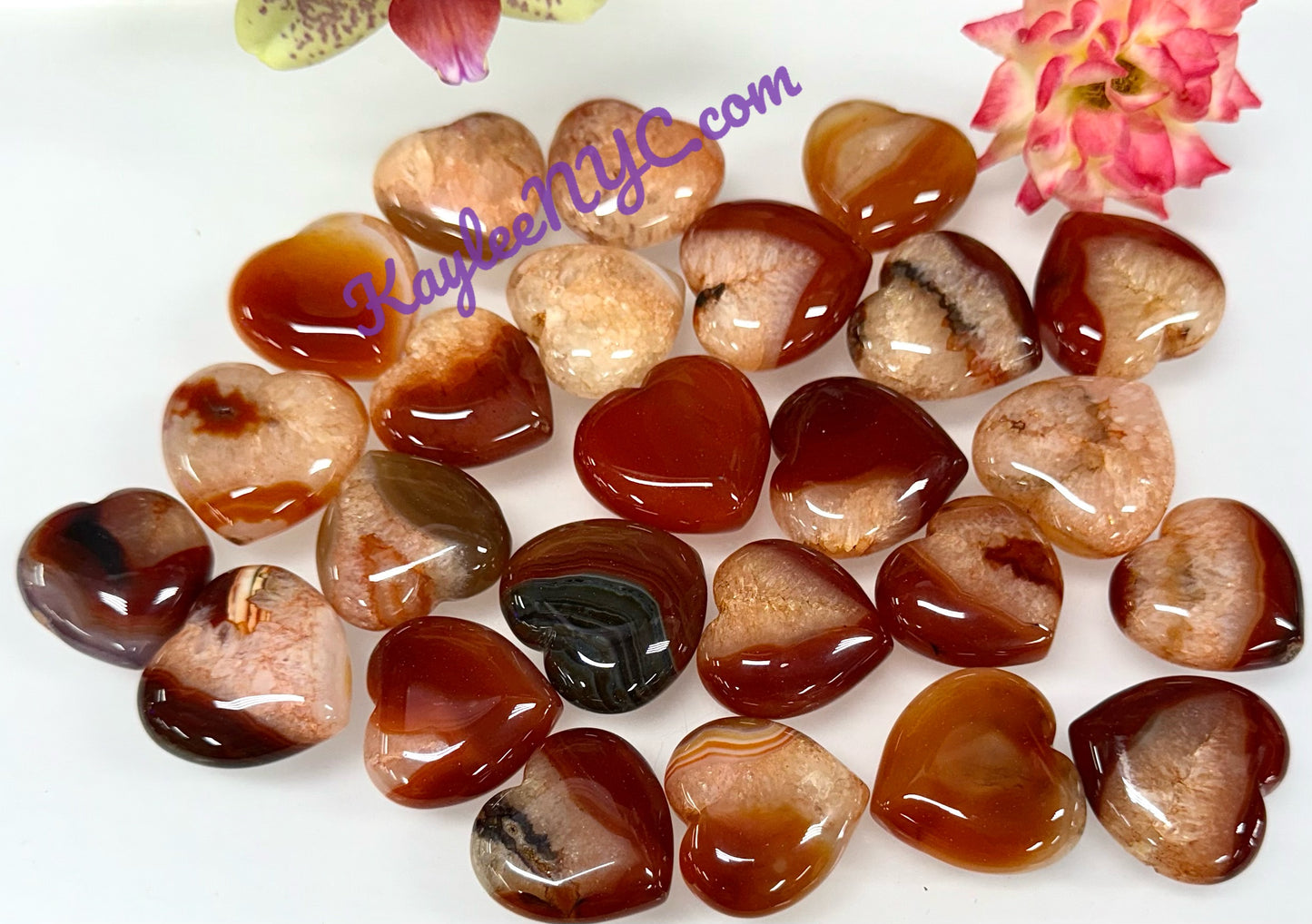 Wholesale 1 lb 1” Natural Carnelian Heart Crystal Energy