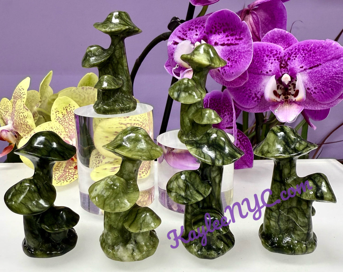 Wholesale Lot 6 pcs Natural Nephrite Jade Mushroom Crystals Healing Energy
