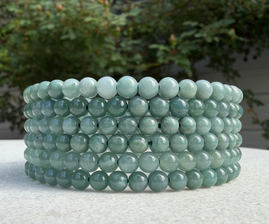 Wholesale Lot 6 Pcs Natural Guatemala Jade Stretch Bracelets – 4mm – 7.5”