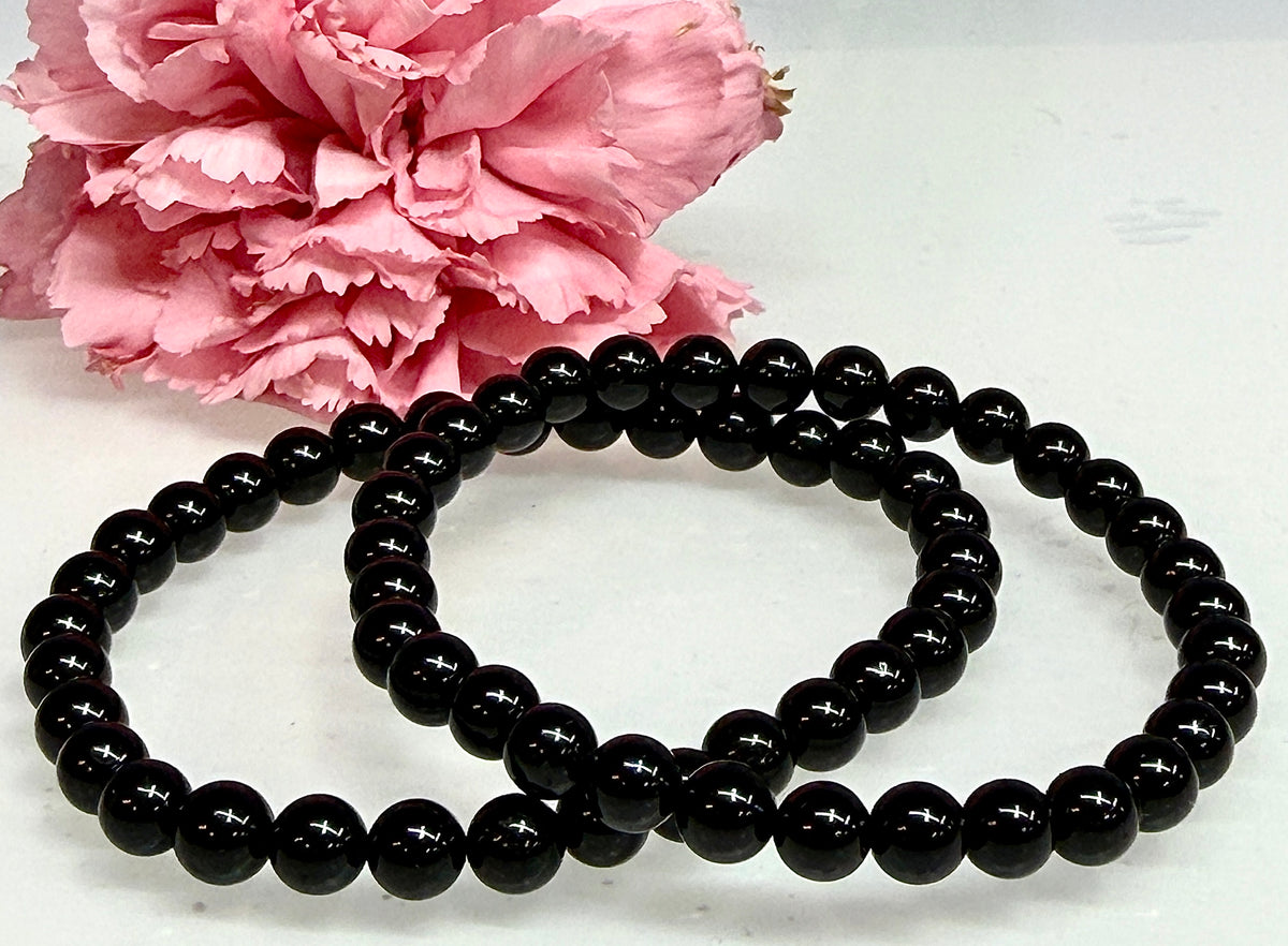 Wholesale Lot 6 Pcs Black Onyx 6mm 7.5” Crystal Healing Stretch Bracelet
