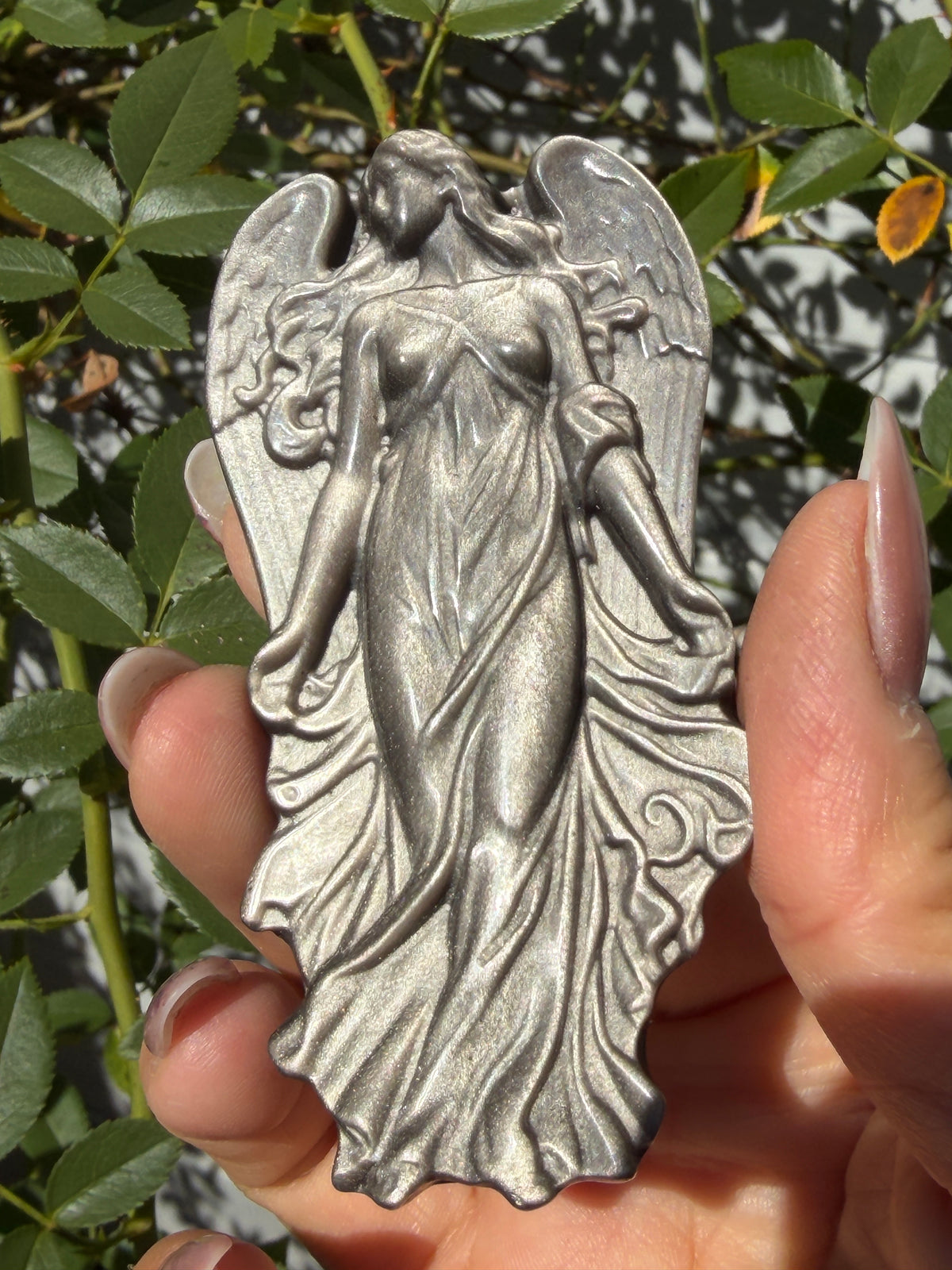 Wholesale Lot 4 pcs Natural Silver Sheen Obsidian Angel Crystal Healing Energy