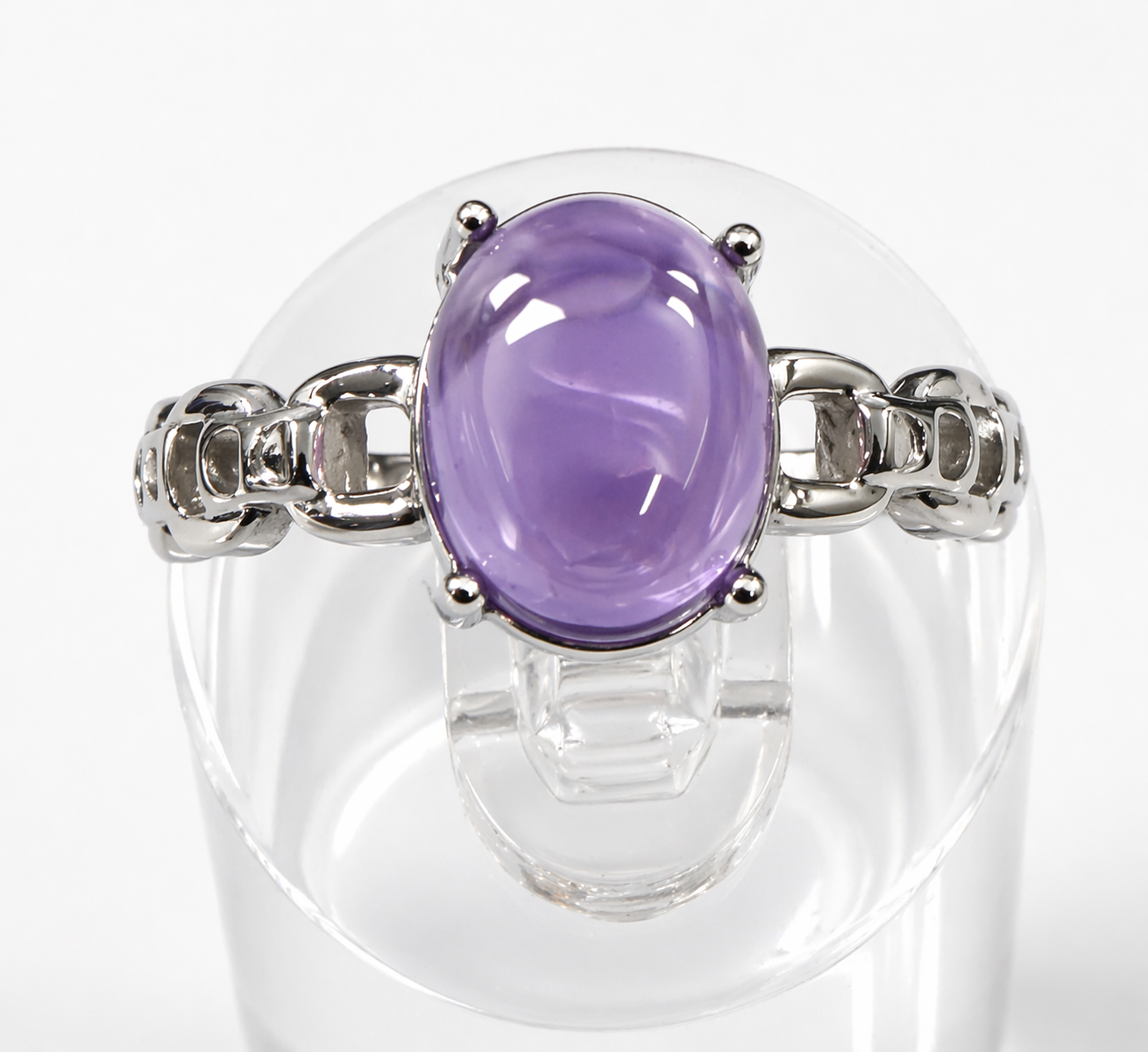 Wholesale Lot 7 pcs Natural Amethyst Stainless Steel Ring 7x9mm Crystal healing Energy
